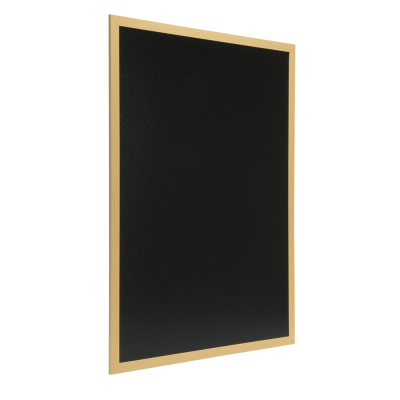 Chalkboard black SECURIT Woody, double-sided, K-80x60x1cm + marker and fastenings / teak wood frame, set