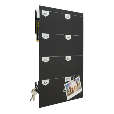 Wall board Weekly planner black SECURIT Silhouette, K-44,9x30x0,3cm + marker and mounts / without frame, set.