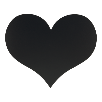 Wall board Heart-shaped black SECURIT Silhouette, K-30x36x0,3cm + marker and mounts / without frame, set