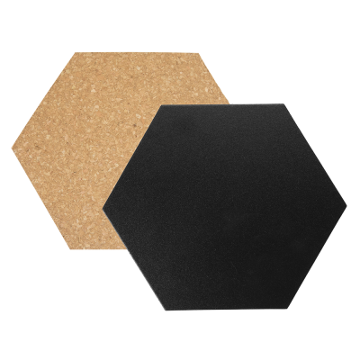 Seinatahvlite komplekt SECURIT Hexagon: kork 3tk ja must kriit 4tk, K-20x23x0,2cm+6 kaardinõela+valge marker+kinnitused/ kompl.