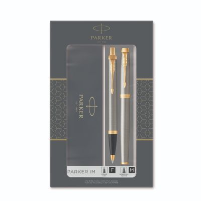 Gift set Parker IM Brushed Metal GT DUO, ink pen + ballpoint pen