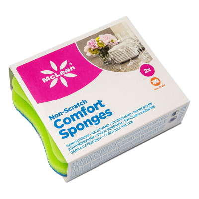 Cleaning sponges MCLEAN ergonomic, non-scratch, 2pcs / pack