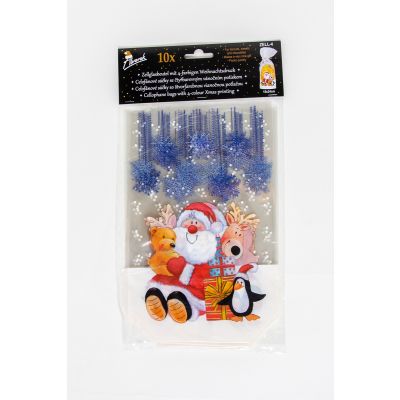 Gift bag transparent Santa Claus 15x6x24, 10pcs. pakis