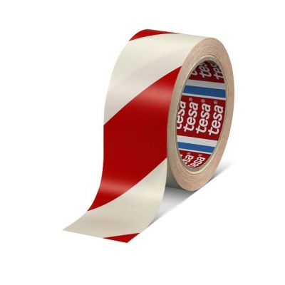 Safety tape Tesa red-white with slash 50mm x 33 meters (safety tape)