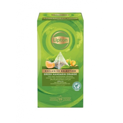 Green tea Lipton with mandarin and orange 1.8gx25pcs / pack (pyramid, foil)