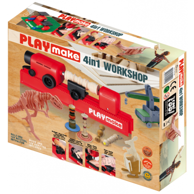 PLAYmake 4in1 Workshop, woodturning, sawing, sanding, drilling