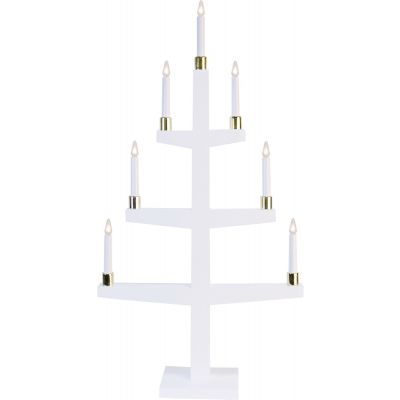 Advent candle holder HALLA, 53x53x6,5cm, 7 LED lights E10, 230V, IP20, indoor / white wood