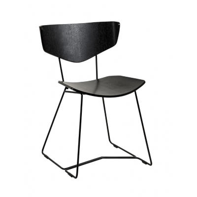 Chair RAY BOY, birch plywood with oak top veneer, 151 black, L-48cm, K-46 / 78cm / black metal frame