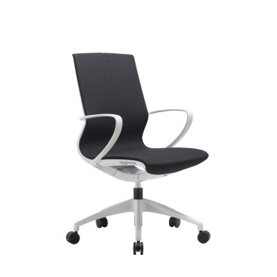 MARICS swivel chair, with armrests / black Mesh fabric M113 + whitish gray plastic, wheels