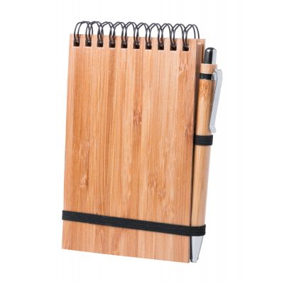 Notebook with pen TUMIZ bamboo B7, 70 striped sheets