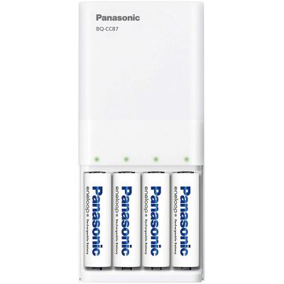 Akulaadija Panasonic eneloop BQ-CC87USB + 4x1900 USB-laadimine 1-4 AA või AAA, LED, 1.5-6h; akupanga funktsioon