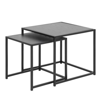 Sofa table set SEAFORD, AC80882, 2 pcs. 50x50xH45cm and 40x40xH40cm / black