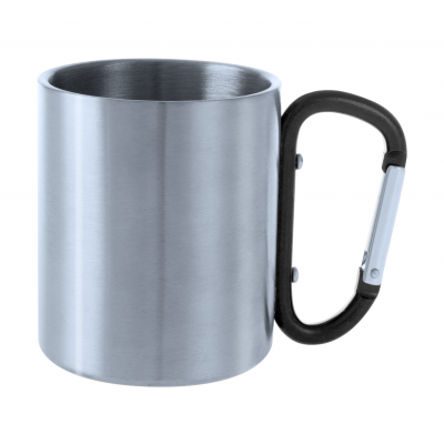 Metal-mug BASTIC 200ml with carabiner black
