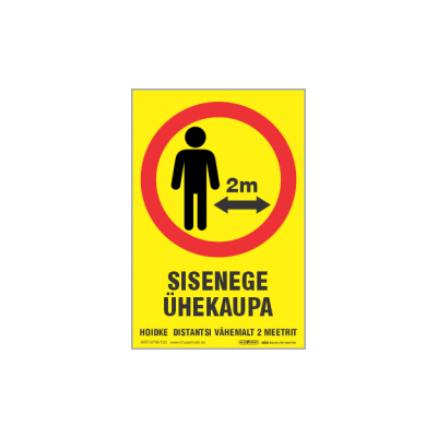 Safety - Tag - Enter one at a time. Keep a distance of 2 meters. Sticker 200x300mm U2020