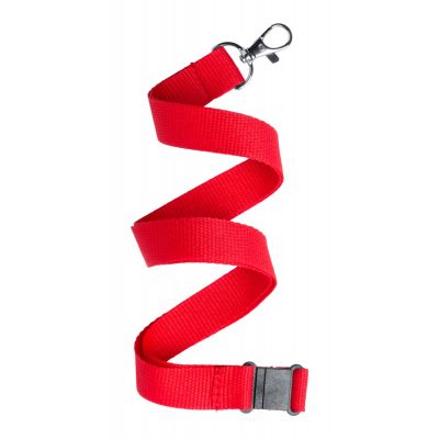 Lanyard KAPPIN 20x500mm with carabiner and safety buckle, red