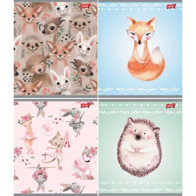 School notebook A5 + (170x230) guide, 12 pages, Cute Animals, 4 motifs