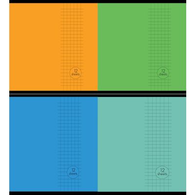 School notebook A5 + (170x230) 5x5 squares, 12 pages, Basic, 4 motifs