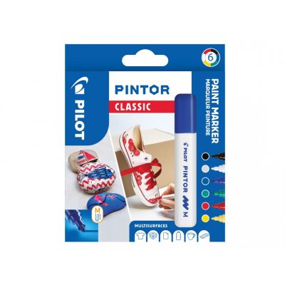 Marker Pilot Pintor Medium 1,4-4,5mm, cone tip, regular basic-6 colors / set, web based