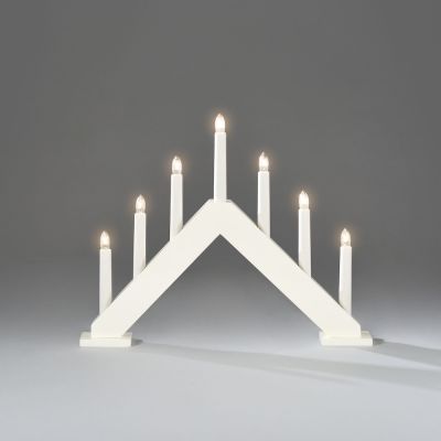 Candlestick triangular 41xK-33cm, 7 candles, 230V, 170cm cord / white painted wood