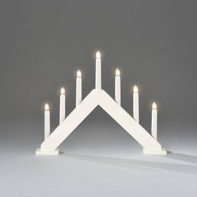 Küünlajalg kolmnurkne 41xK-33cm, 7 küünalt, 230V, 170cm juhe/ valge värvitud puit