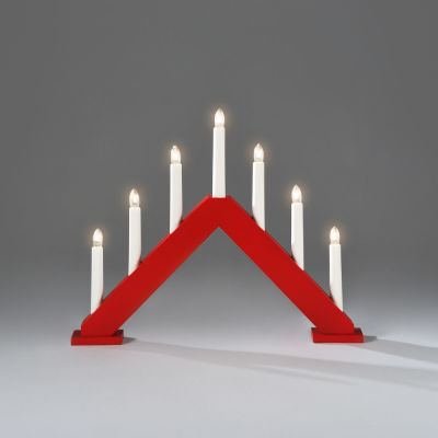 Candlestick triangular 41xK-33cm, 7 candles, 230V, 170cm cord / red painted wood