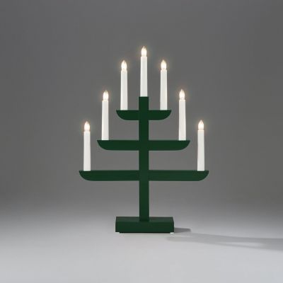 Candlestick in dark green lacquered wood, 230V