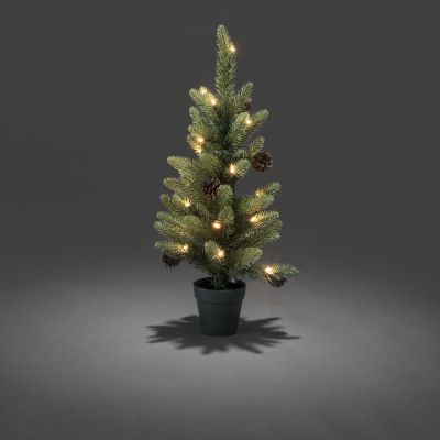 "Christmas tree / artificial spruce in green pot, 20ww with LED light, H-60cm, L-27cm, + timer 6 or 9 hours