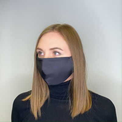 Face mask 2-layer, reusable, textile, washable, black