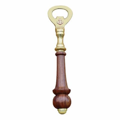 Bottle opener, brass wirth wooden handle, 18cm