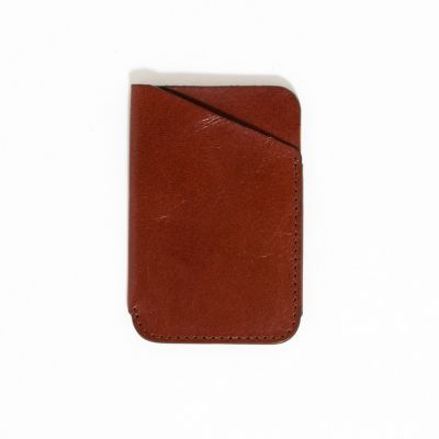 Leather credit card pocket in giftbox cognac