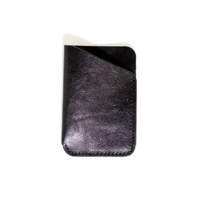 Leather credit card pocket in giftbox black