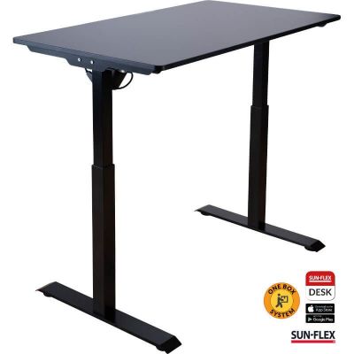 Adjustable table SUN-FLEX EASYDESK ELITE black, H-700 ... 1150mm, 1200x600x15mm MDF, 610803, 1 electr. engine / black footrest
