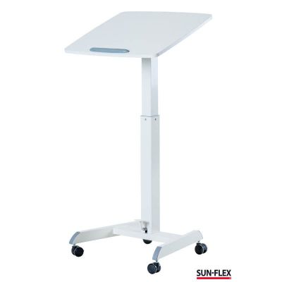 Adjustable table SUN-FLEX EASYDESK PRO white, H-770 ... 1130mm, 600x520mm MDF, 600708, white foot frame with pedals / wheels