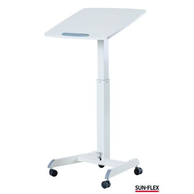 Reguleeritav laud SUN-FLEX EASYDESK PRO valge, H-770...1130mm, 600x520mm MDF, 600708, pedaaliga/ ratastega valge jalaraam