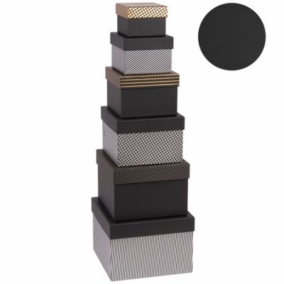 Gift box ARTEBENE 18,3x18,3x14cm Black Label silver stripes