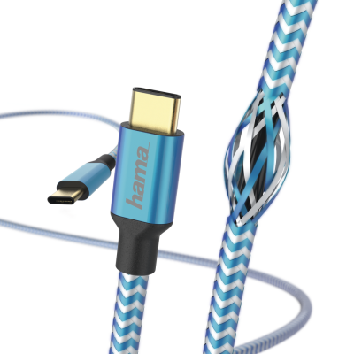 Hama "Reflective" Charging/Data Cable, USB Type-C - USB Type-C, 1.5 m, blue