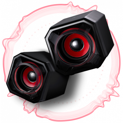 SureFire Gator Eye Gaming Speakers Red, enhanced bass, 3.5mm stereo2.0