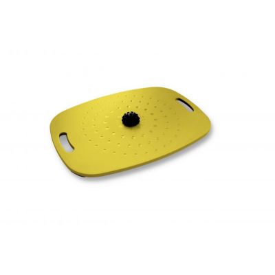 Tasakaalulaud aktiivseks seismiseks Stoo Active Board Yellow/kollane (55cm x 40cm) massaažipalliga, kasutajale kuni 300kg