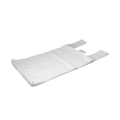 Plastic bag with handles LDPE 12mic (30 + 18x55cm) white, 100pcs / pack