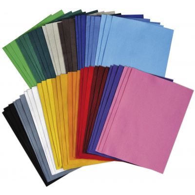 Handmade felt assorted, 2 mm, 20 x 30 cm, 25 colors, 50 sheets