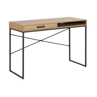 Desk SEAFORD with drawer left AC89405, 110x45xH75cm/ MDF/melamine oak, black metal. foot frame