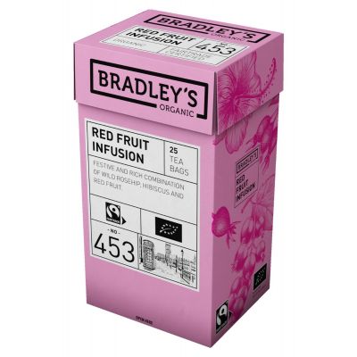 Punane tee Bradley´s Organic kibuvitsa, vaarika ja mustsõstra kooslus 1,5g* 25tk/pk