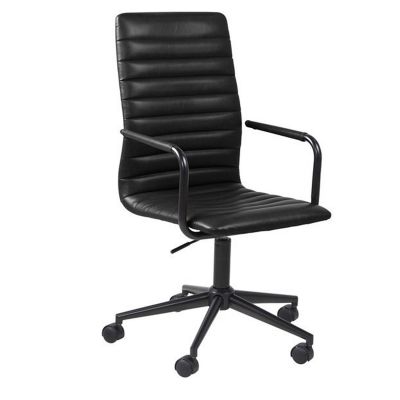 Office chair WINSLOW AC66195 with armrests, black, imitation leather, metal base