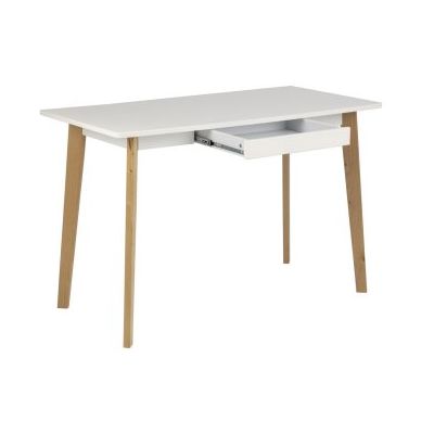 Writing desk with EMMA drawer AC56715, 117x58xH75,5cm / white wood, legs nat. kask