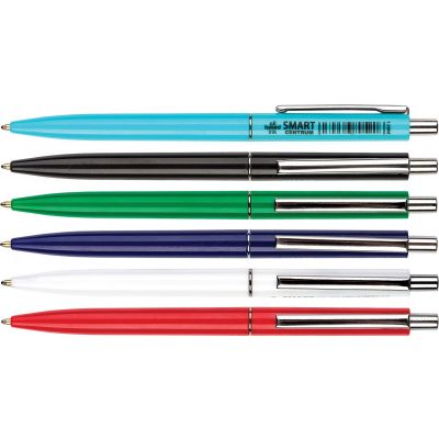 Automatic ball pen SMART oil based ink blue 1.0mm, metal clip, assorted colors