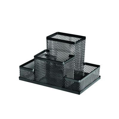 Desk tidy/desk organiser Forofis, black metal mesh, 15.3x10.3x10cm