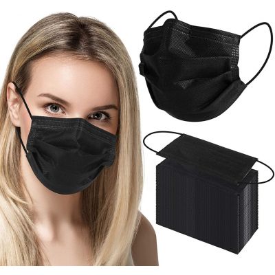 Medical face mask IIR, 3-layer, disposable, 50 pcs in a box, black