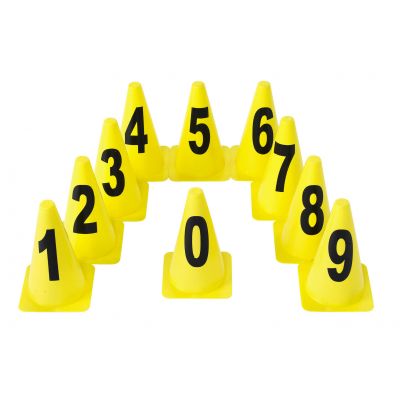 Cones with numbers, height 23 cm, 10 pcs