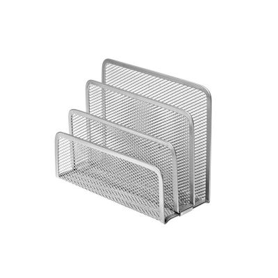 Paper holder 3 compartments, silver metal mesh size 17.8x7.6x12cm Forofis