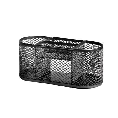 Stationery stand Forofis oval, black metal mesh